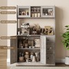 67" Tall Kitchen Hutch Storage Cabinet, Farmhosue Coffee Bar Cabinet with 3 Drawers and LED Lights, Freestanding Food Pantry Cabinet with Countertop - 4 of 4