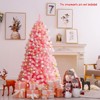 Tangkula Pink Christmas Tree Xmas Decoration Tree w/ Snow Flocked PVC Tips & Metal Stand - 3 of 4