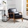 AndMakers Faux Leather Arm Chair with Solid Wood Leg - 3 of 4