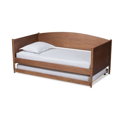 Twin Veles Wood Daybed With Trundle Ash Walnut Baxton Studio