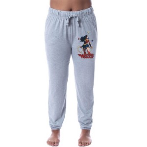 DC Comics Womens' Wonder Woman Character Jogger Sleep Pajama Pants Grey - 1 of 3