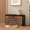 Costway Storage Ottoman Bench Flip Top Wooden Storage Chest with Cushion & 2 Drawers - 2 of 4