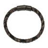 Black Bow Jewelry 11mm Gunmetal Plated Stainless Steel & Brown Leather Bracelet, 8.25 In - 2 of 4