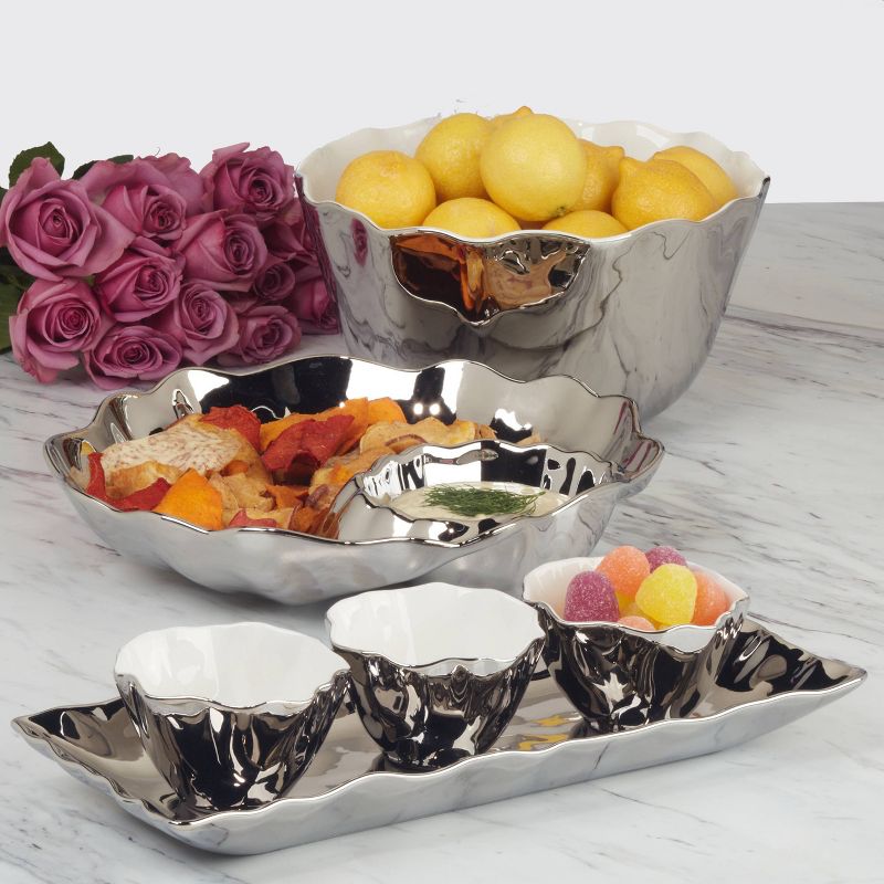 Certified International 4pc Silver Coast Tray and Condiment Bowl Set, 3 of 4