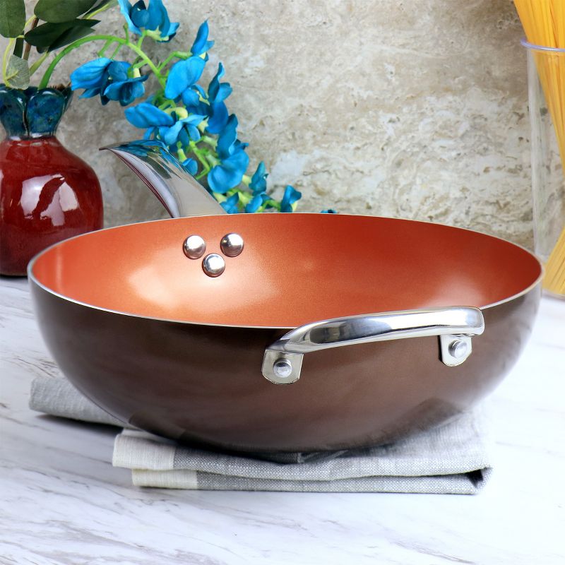 Copper Pan Cooking Excellence 3.5 Quart Aluminum Nonstick Saute Pan in Copper, 4 of 8