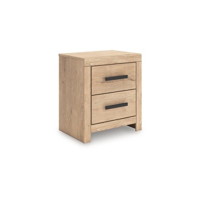 Signature Design by Ashley Sanginlane Smooth Gliding 2 Drawer Nightstand, Tan
