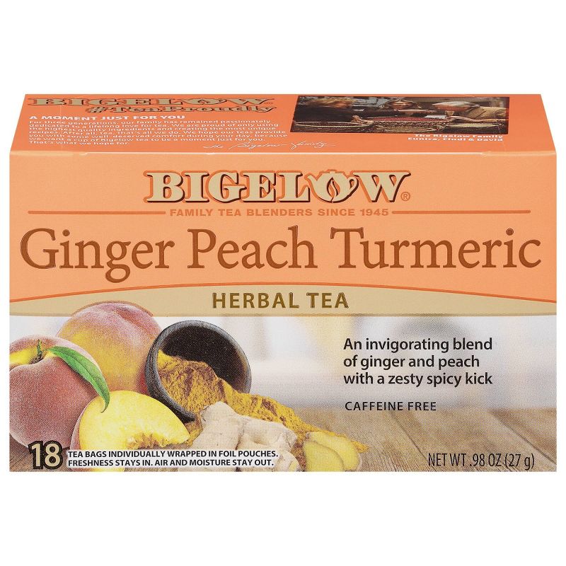 Bigelow Ginger Peach Turmeric Tea Bags - 18ct, 1 of 8