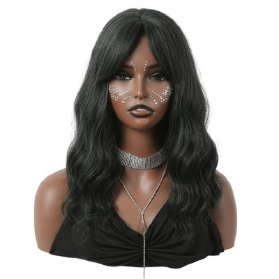 Jessie's Wig 16 Inch Wavy Bangs With Wig Short Synthetic Hair Green Color 1 Pc/Pack