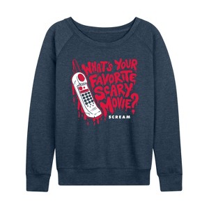 Women's - Scream - Favorite Scary Movie Lightweight French Terry Wide Neck Long Sleeve Shirt - 1 of 4