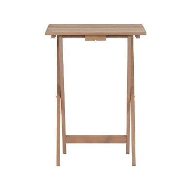 Elegant Gray Acacia 4-Piece Tray Table Set with Stand