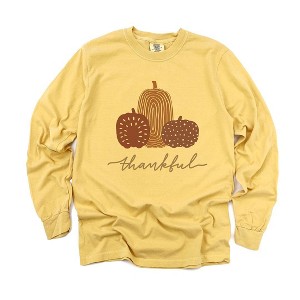 Simply Sage Market Women's Boho Thankful Pumpkins Long Sleeve Garment Dyed Tee - 1 of 4