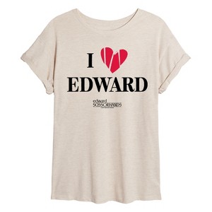 Women's - Edward Scissorhands - I Love Edward Oversized Graphic T-Shirt - 1 of 4