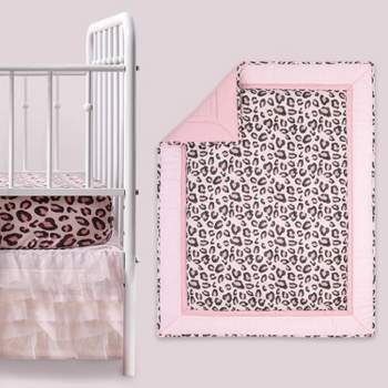 The Peanutshell Leopard Blush Baby Crib Bedding Set - Pink/Animal - 3pc
