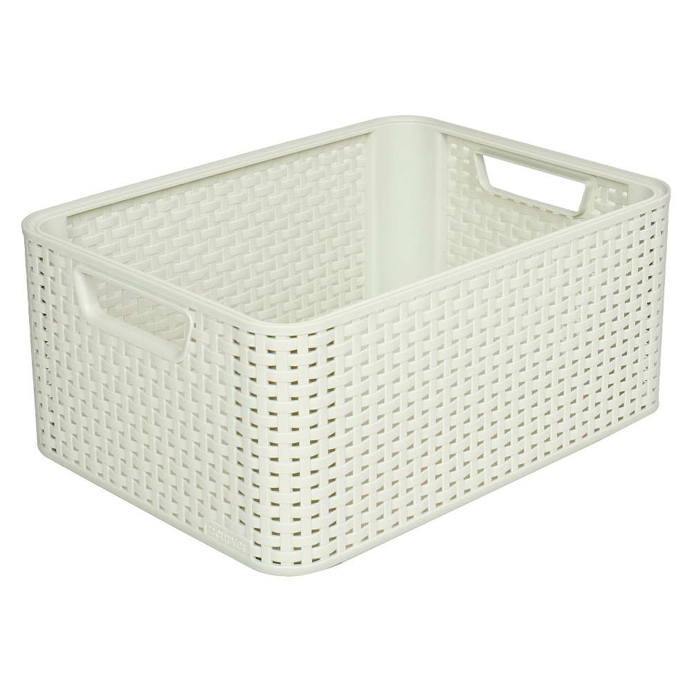 EAN 3253920361585 TOTE BASKET CURVER PLASTIC WHITE RECTANGLE MEDIUM
