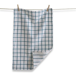 TAG Classic Reversible Double Cloth Turquoise Blue Windowpane Cotton Machine Washable Kitchen Dishtowel 26L x 18W in. - 1 of 3