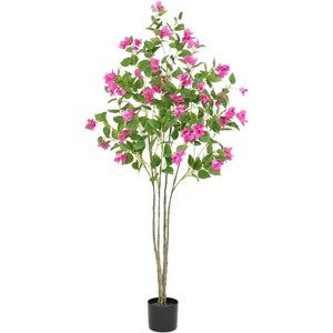4FT Artificial Bougainvillea Tree, Simulation Flower with Real Touch Leaves Fake Potted Green Plant for Office Home Decor - 1 of 4
