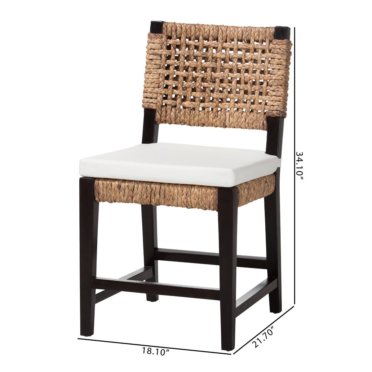 bali & pari Alise Modern Bohemian Dark Brown Mahogany Wood and Seagrass Dining Chair - thumbnail 9