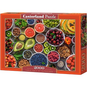 2000 Piece Jigsaw Puzzle, Table Full of Superfood, Food puzzles, Variety of fruits and nuts, Colorful food, Castorland C-200993-2 - 1 of 4