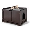 Tangkula Cat House Litter Box Pet Cat Washroom Nightstand Cat Storage Bench Coffee/Black - 4 of 4