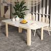 Famapy Extendable Dining Table with Modern White Top and Natural Wood Legs - 2 of 4
