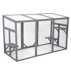 Resenkos Large 3-Level Cat Catio With Lock, Sunroof, & Spacious Run, Outdoor Pet Home, Gray - 1 of 4