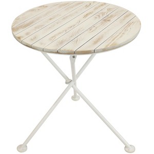 Sunnydaze French Country Chestnut Wood Folding Round Bistro Table - 28"- White - 1 of 4