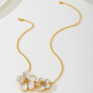 Anna-Kaci Women's Enamel Flower Pendant Necklace with Gold Chain - 1 of 4