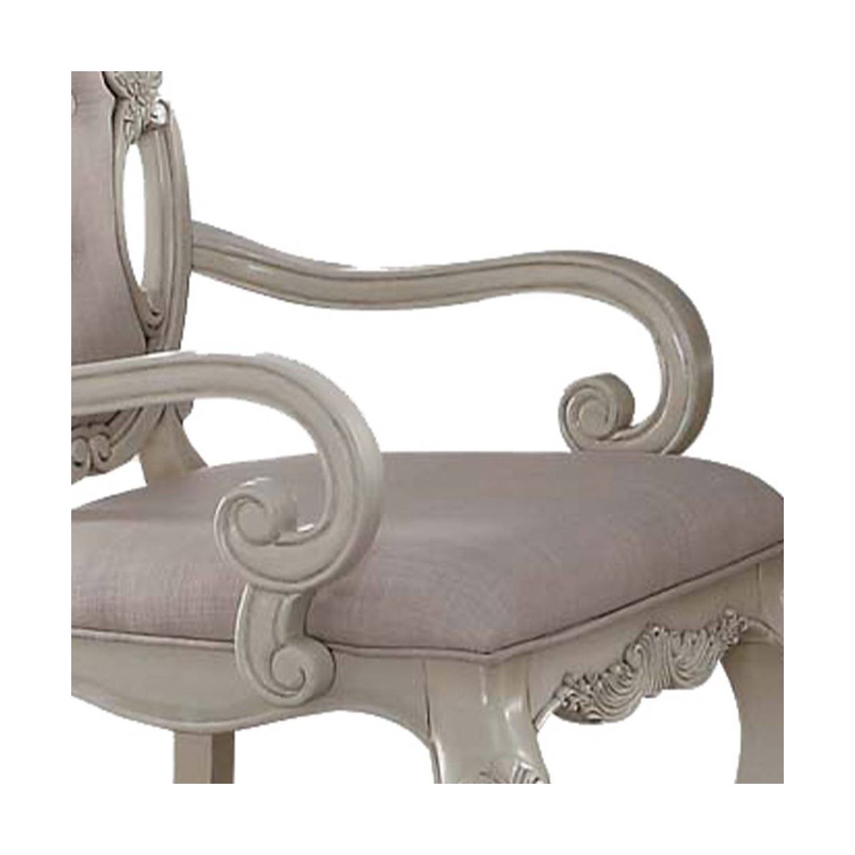 23" Ragenardus Dining Chair Fabric and Antique White Finish - Acme Furniture - thumbnail 3