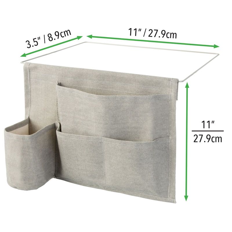 mDesign Fabric Bedside Storage Organizer Caddy, 4 Pockets, 3 of 9
