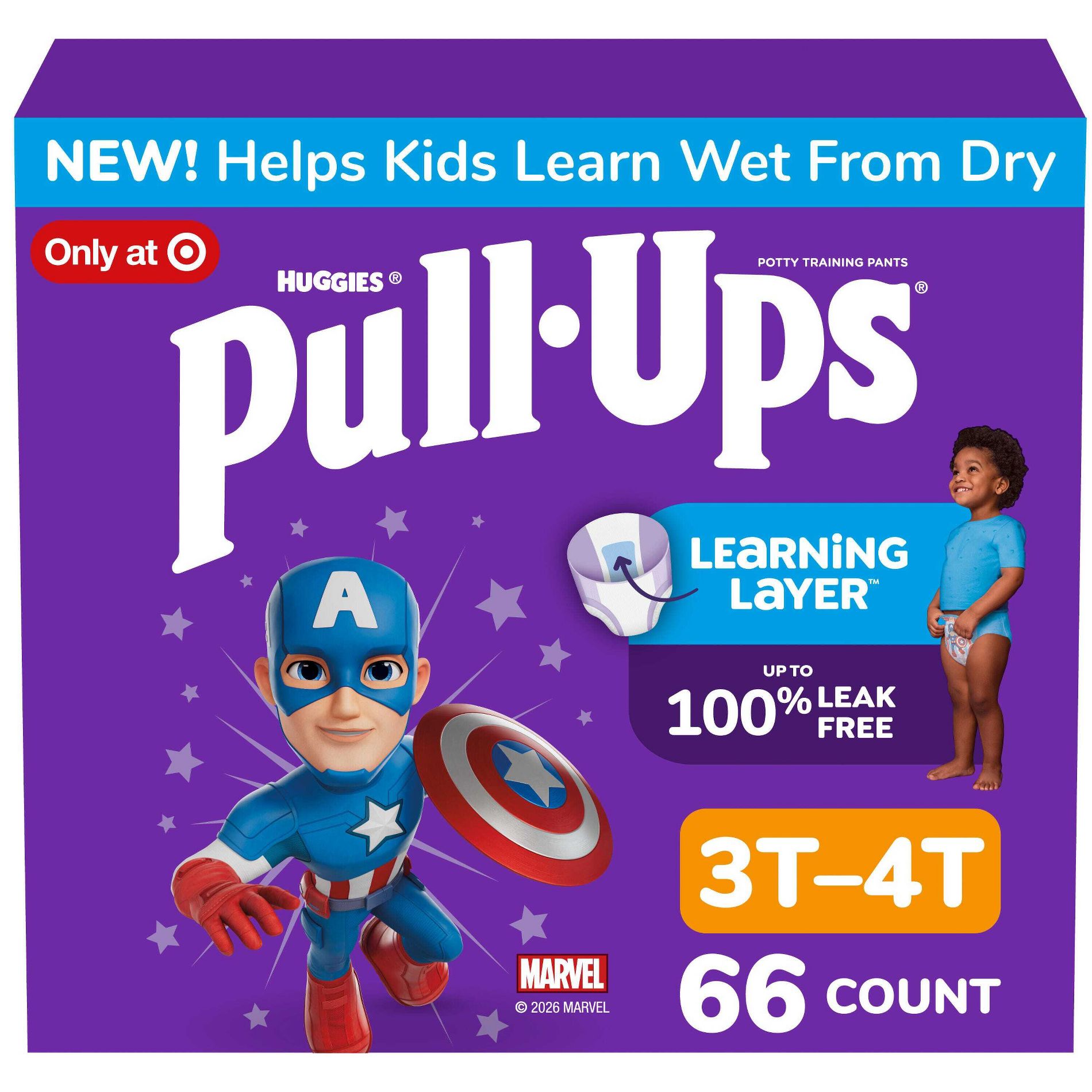 Pull-Ups Boys' Potty Training Pants - 3T-4T - 66ct: Easy-Open Sides, Absorbent Layers