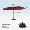 JIONJOY 15FT Double-Sided Patio Umbrella with Base - Crank, 12 Ribs, for Garden/Deck/Beach - 4 of 4