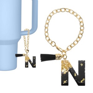 Unique Bargains Resin Lightweight Decorative Tassel Keychain Handle Charm Black with Gold Foil 1 Pc - 1 of 4