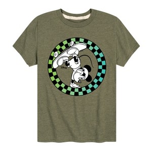 Boys' - Disney - Mickey Skateboarding Checkered Circle Short Sleeve Graphic T-Shirt - 1 of 4