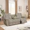 MAYEERTY Reclining Sofa, 3-Seat Corduroy Fabric Recliner with Adjustable Backrests for Living Room, Beige - 2 of 4