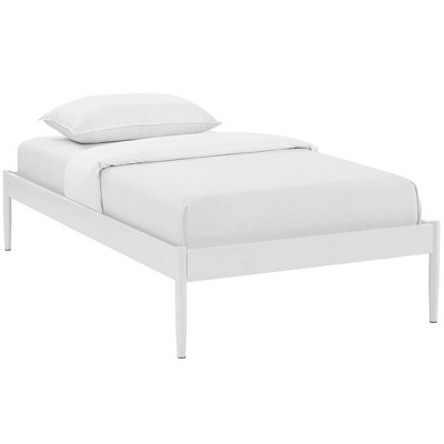 Elsie Modern Twin White Metal Frame Upholstered Bed with Slats
