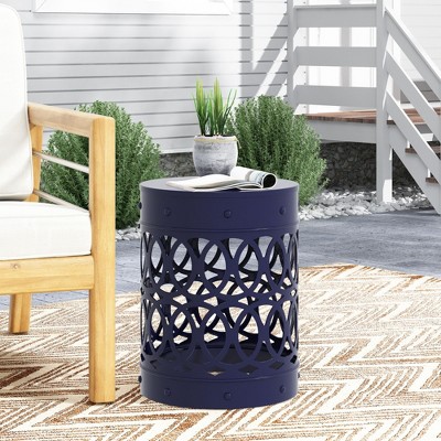 Maggift Patio End Tables Accent Side End Table for Outdoor and Indoor, Garden, Backyard Use, Special Design, Blue, 13.75"*13.75"*18"
