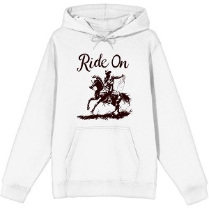 Cowboy "Ride On" Adult Long Sleeve Hoodie - 1 of 2