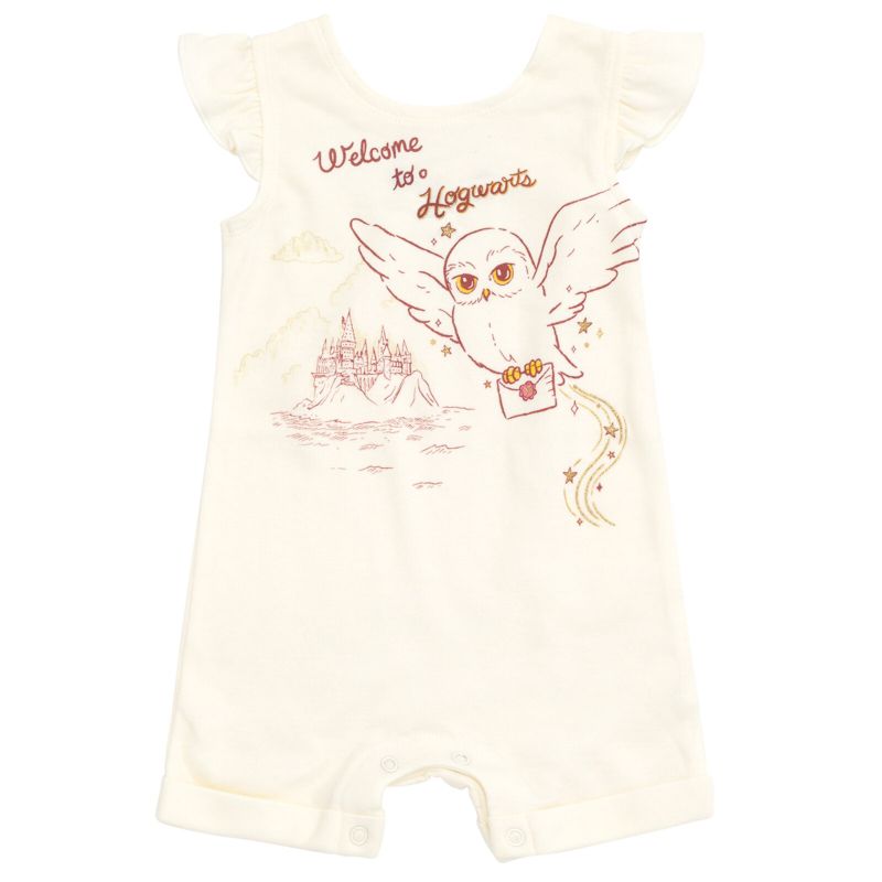 Harry Potter Hedwig Owl French Terry Romper and Headband Newborn to Toddler, 3 of 8