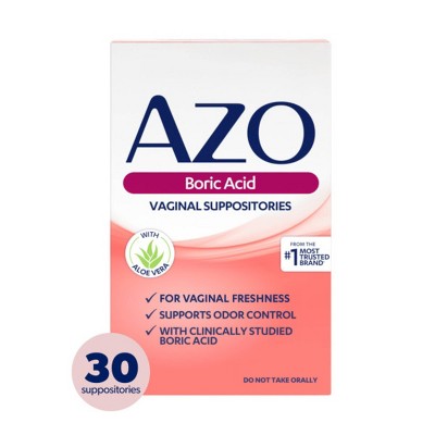 AZO Boric Acid Vaginal Suppositories with Aloe - 30ct
