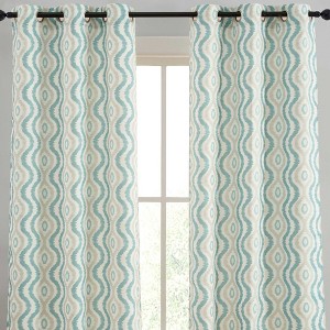 HLC.ME Tanner Ogee Ikatt Damask Patterned Window Grommet Curtains Bedroom - Light Reducing Darkening Window Panels, Set of 2 - 1 of 4