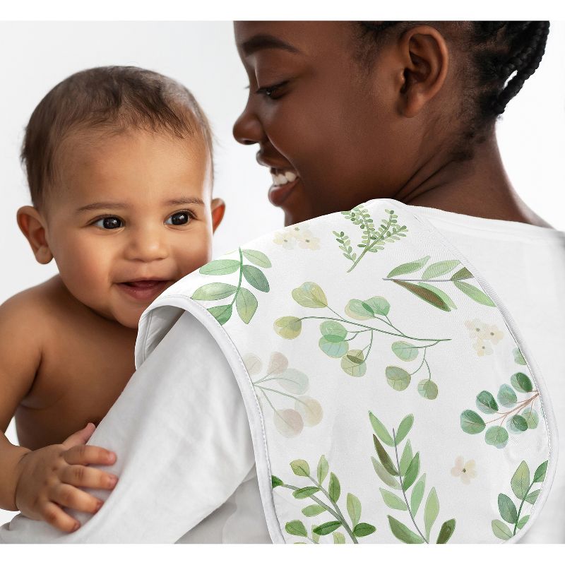 Sweet Jojo Designs Gender Neutral Baby Burp Cloths Botanical Leaf Green and White 3pc, 3 of 7