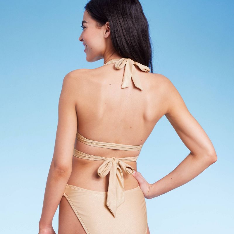 Women's Longline Wrap Front Bralette Bikini Top - Wild Fable™ Gold, 3 of 22