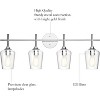 Runesay Chrome Bathroom Vanity Light - 4 Light Industrial Farmhouse Style, Clear Glass, Over Mirror - 4 of 4