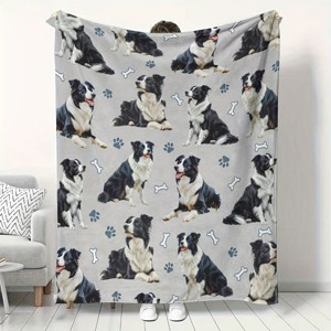 Lomsoe Christmas Dogs with Bones Print Flannel Blanket - All Seasons Soft and Warm Throw Blanket for Bed, Napping, Camping, Travel, Office - 1 of 4