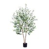 Artificial Olive Tree, Fake Olive Tree, 5 Feet Tall Fake Potted Olive Tree, Natural Wood Trunk, Indoor Decor - 2 of 4