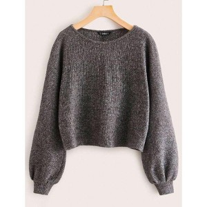TIME HOLLOW Marled Lantern Sleeve Knit Sweater - 1 of 3