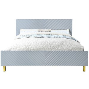 Acme Furniture Queen Gaines Bed Gray High Gloss Finish - 1 of 4