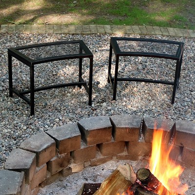 Sunnydaze Black Steel Mesh Outdoor Fire Pit Benches - Set of 2