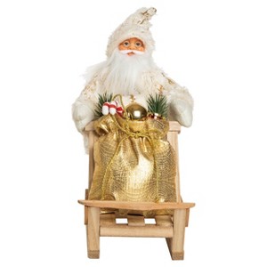Transpac Fabric/Canvas 12 in. Multicolored Christmas Elegant Metallic Santa Decor - 1 of 2