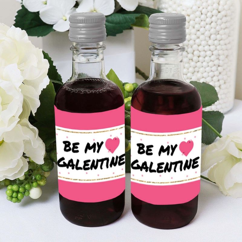 Big Dot of Happiness Be My Galentine - Mini Wine and Champagne Bottle Label Stickers - Galentine's and Valentine's Day Party Favor Gift - Set of 16, 5 of 8